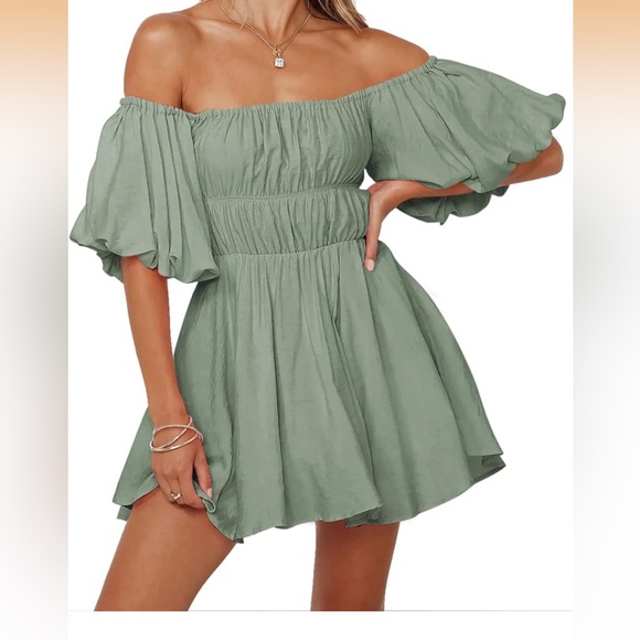 Dokotoo Dresses & Skirts - Off-Shoulder Green Mini Dress